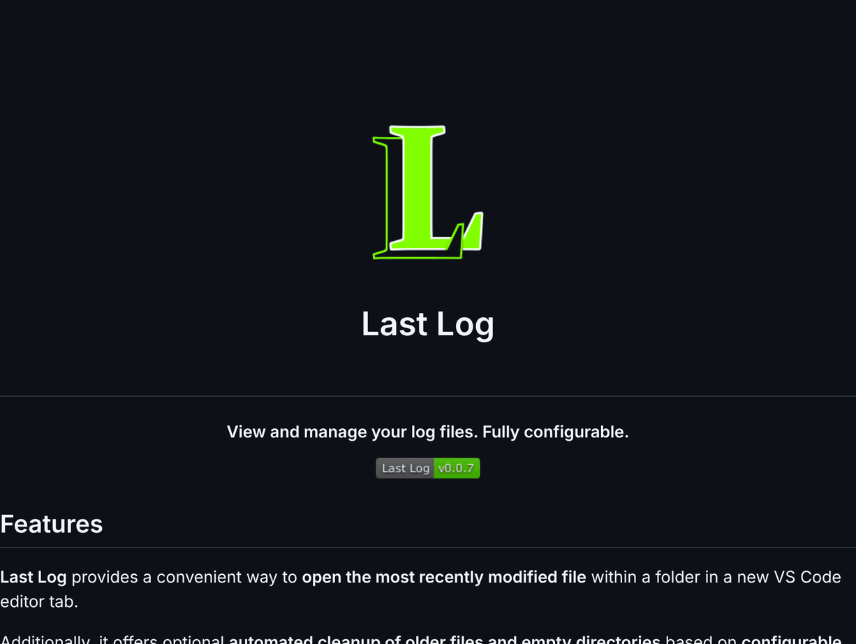 Last Log extension screenshot
