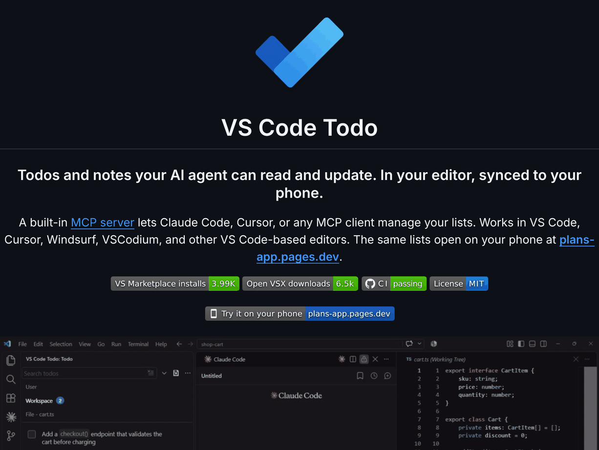 VS Code Todo extension screenshot