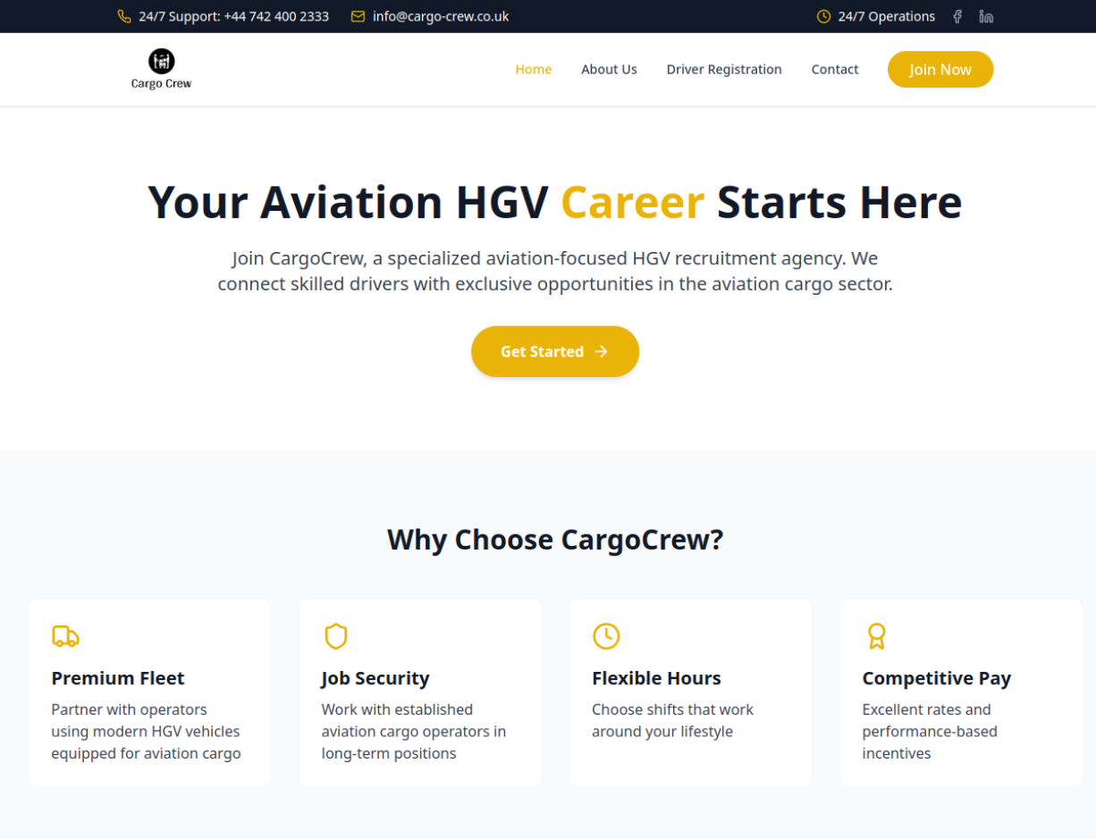 CargoCrew recruitment platform screenshot