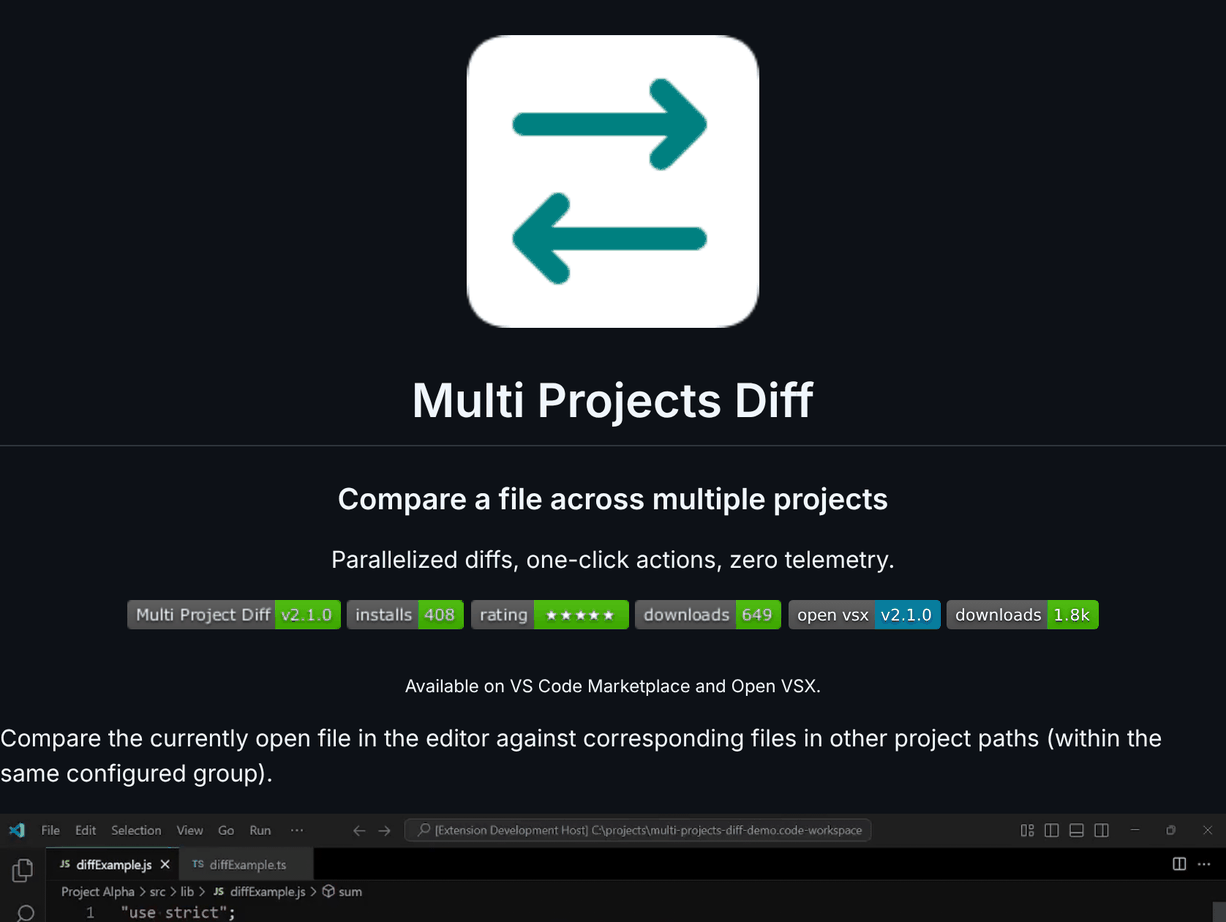 Multi-Projects Diff screenshot
