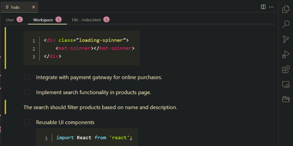 Project planner screenshot